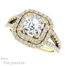 14k Yellow Gold Asscher Cut Forever One Engagement Ring Setting #GTJ949-asscher-fo-y