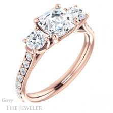 14k Rose Gold Asscher Cut Forever One Engagement Ring Setting #GTJ950-asscher-fo-r 4 14k Rose Gold Asscher Cut Forever One Engagement Ring Setting #GTJ950-asscher-fo-r