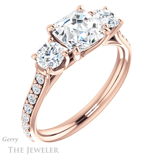 14k Rose Gold Asscher Cut Forever One Engagement Ring Setting #GTJ950-asscher-fo-r 4 14k Rose Gold Asscher Cut Forever One Engagement Ring Setting #GTJ950-asscher-fo-r