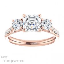 14k Rose Gold Asscher Cut Forever One Engagement Ring Setting #GTJ950-asscher-fo-r 1 14k Rose Gold Asscher Cut Forever One Engagement Ring Setting #GTJ950-asscher-fo-r