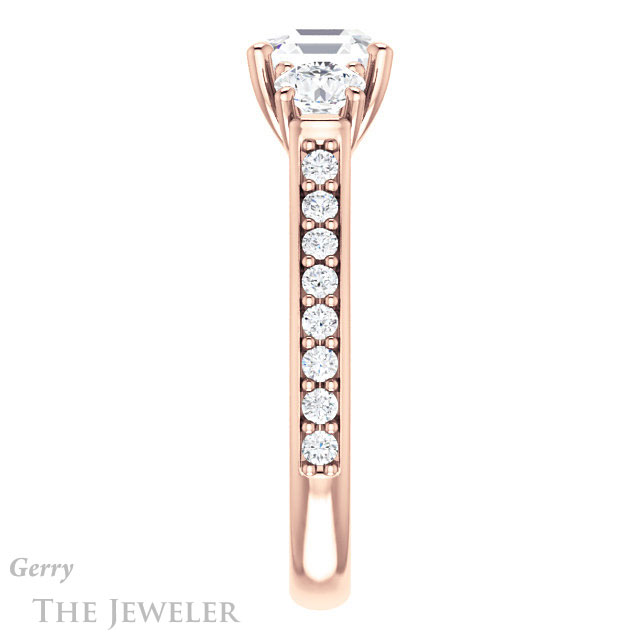 14k Rose Gold Asscher Cut Forever One Engagement Ring Setting #GTJ950-asscher-fo-r 3 14k Rose Gold Asscher Cut Forever One Engagement Ring Setting #GTJ950-asscher-fo-r