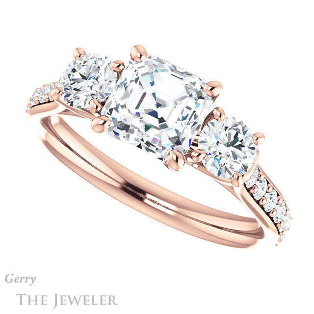 14k Rose Gold Asscher Cut Forever One Engagement Ring Setting #GTJ950-asscher-fo-r 5 14k Rose Gold Asscher Cut Forever One Engagement Ring Setting #GTJ950-asscher-fo-r