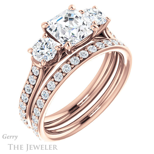 14k Rose Gold Asscher Cut Forever One Engagement Ring Setting #GTJ950-asscher-fo-r 6 14k Rose Gold Asscher Cut Forever One Engagement Ring Setting #GTJ950-asscher-fo-r