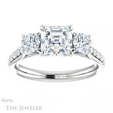 14k White Gold Asscher Cut Forever One Engagement Ring Setting #GTJ950-asscher-fo-w