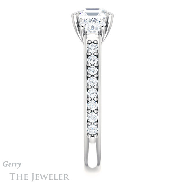 14k White Gold Asscher Cut Forever One Engagement Ring Setting #GTJ950-asscher-fo-w