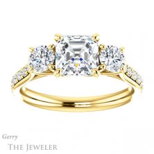14k Yellow Gold Asscher Cut Forever One Engagement Ring Setting #GTJ950-asscher-fo-y