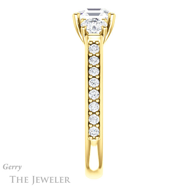 14k Yellow Gold Asscher Cut Forever One Engagement Ring Setting #GTJ950-asscher-fo-y