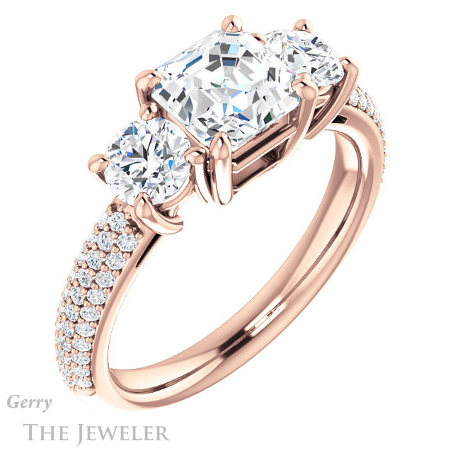 14k Rose Gold Asscher Cut Forever One Engagement Ring Setting #GTJ951-asscher-fo-r