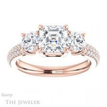 14k Rose Gold Asscher Cut Forever One Engagement Ring Setting #GTJ951-asscher-fo-r