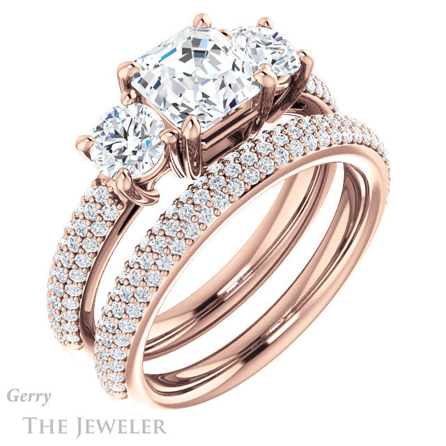 14k Rose Gold Asscher Cut Forever One Engagement Ring Setting #GTJ951-asscher-fo-r