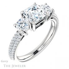 14k White Gold Asscher Cut Forever One Engagement Ring Setting #GTJ951-asscher-fo-w