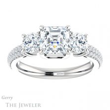 14k White Gold Asscher Cut Forever One Engagement Ring Setting #GTJ951-asscher-fo-w