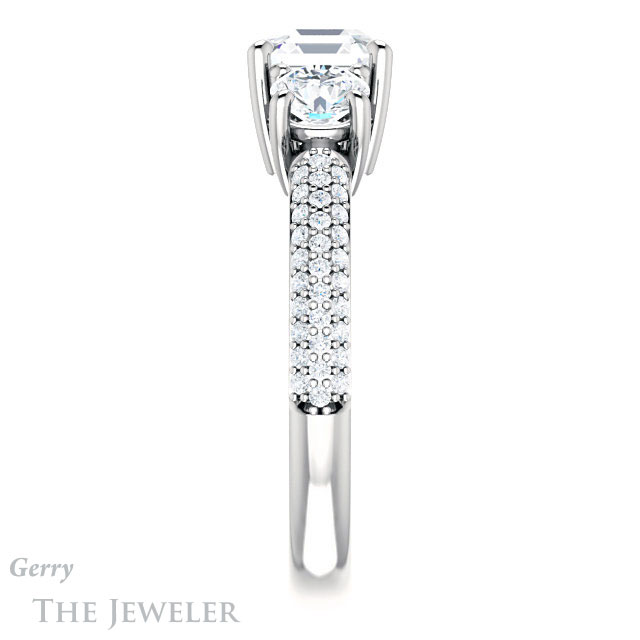 14k White Gold Asscher Cut Forever One Engagement Ring Setting #GTJ951-asscher-fo-w