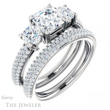 14k White Gold Asscher Cut Forever One Engagement Ring Setting #GTJ951-asscher-fo-w