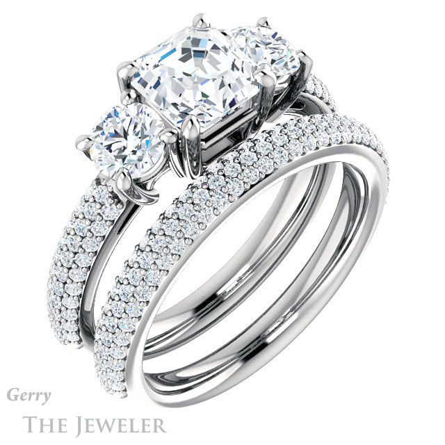 14k White Gold Asscher Cut Forever One Engagement Ring Setting #GTJ951-asscher-fo-w
