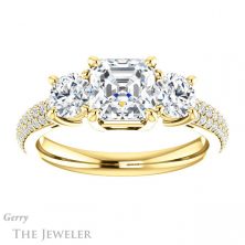 14k Yellow Gold Asscher Cut Forever One Engagement Ring Setting #GTJ951-asscher-fo-y