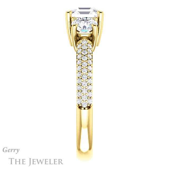 14k Yellow Gold Asscher Cut Forever One Engagement Ring Setting #GTJ951-asscher-fo-y