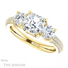 14k Yellow Gold Asscher Cut Forever One Engagement Ring Setting #GTJ951-asscher-fo-y