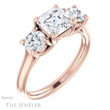 14k Rose Gold Asscher Cut Forever One Engagement Ring Setting #GTJ953-asscher-fo-r 4 14k Rose Gold Asscher Cut Forever One Engagement Ring Setting #GTJ953-asscher-fo-r
