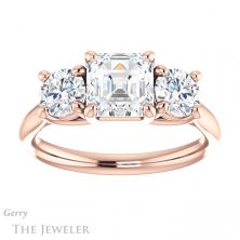 14k Rose Gold Asscher Cut Forever One Engagement Ring Setting #GTJ953-asscher-fo-r 1 14k Rose Gold Asscher Cut Forever One Engagement Ring Setting #GTJ953-asscher-fo-r