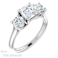 14k White Gold Asscher Cut Forever One Engagement Ring Setting #GTJ953-asscher-fo-w
