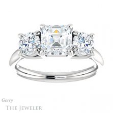 14k White Gold Asscher Cut Forever One Engagement Ring Setting #GTJ953-asscher-fo-w