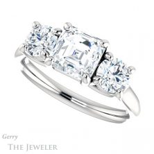 14k White Gold Asscher Cut Forever One Engagement Ring Setting #GTJ953-asscher-fo-w