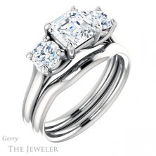 14k White Gold Asscher Cut Forever One Engagement Ring Setting #GTJ953-asscher-fo-w