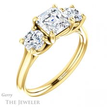 14k Yellow Gold Asscher Cut Forever One Engagement Ring Setting #GTJ953-asscher-fo-y 4 14k Yellow Gold Asscher Cut Forever One Engagement Ring Setting #GTJ953-asscher-fo-y