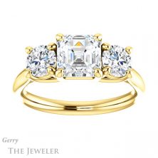 14k Yellow Gold Asscher Cut Forever One Engagement Ring Setting #GTJ953-asscher-fo-y 1 14k Yellow Gold Asscher Cut Forever One Engagement Ring Setting #GTJ953-asscher-fo-y