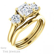 14k Yellow Gold Asscher Cut Forever One Engagement Ring Setting #GTJ953-asscher-fo-y 6 14k Yellow Gold Asscher Cut Forever One Engagement Ring Setting #GTJ953-asscher-fo-y