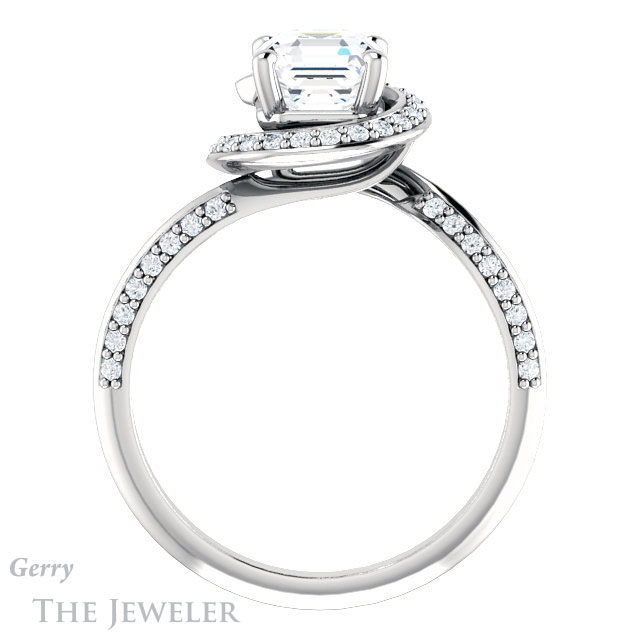 Asscher Cut Forever One Engagement Ring Setting #GTJ954-asscher-fo-w | Gerry The Jeweler 14k White Gold Asscher Cut Forever One Engagement Ring Setting #GTJ954-asscher-fo-w