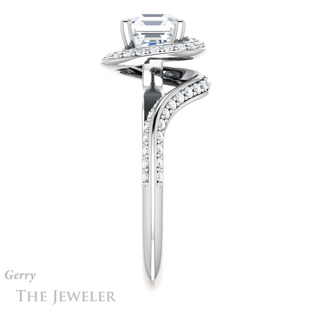 Asscher Cut Forever One Engagement Ring Setting #GTJ954-asscher-fo-w | Gerry The Jeweler 14k White Gold Asscher Cut Forever One Engagement Ring Setting #GTJ954-asscher-fo-w