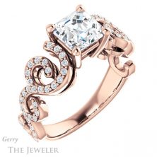 14k Rose Gold Asscher Cut Forever One Engagement Ring Setting #GTJ956-asscher-fo-r 4 14k Rose Gold Asscher Cut Forever One Engagement Ring Setting #GTJ956-asscher-fo-r