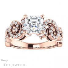14k Rose Gold Asscher Cut Forever One Engagement Ring Setting #GTJ956-asscher-fo-r 1 14k Rose Gold Asscher Cut Forever One Engagement Ring Setting #GTJ956-asscher-fo-r