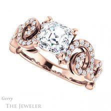 14k Rose Gold Asscher Cut Forever One Engagement Ring Setting #GTJ956-asscher-fo-r 5 14k Rose Gold Asscher Cut Forever One Engagement Ring Setting #GTJ956-asscher-fo-r