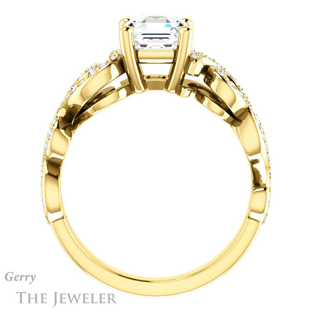 14k Yellow Gold Asscher Cut Forever One Engagement Ring Setting #GTJ956-asscher-fo-y