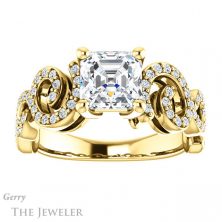 14k Yellow Gold Asscher Cut Forever One Engagement Ring Setting #GTJ956-asscher-fo-y 1 14k Yellow Gold Asscher Cut Forever One Engagement Ring Setting #GTJ956-asscher-fo-y