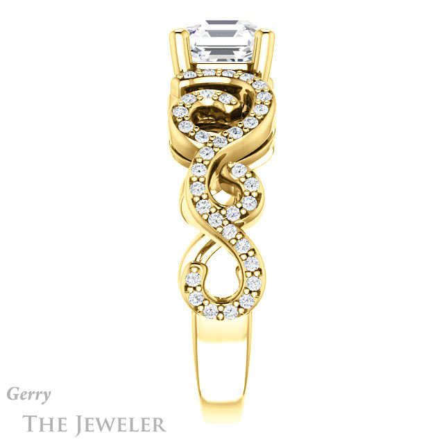 14k Yellow Gold Asscher Cut Forever One Engagement Ring Setting #GTJ956-asscher-fo-y 3 14k Yellow Gold Asscher Cut Forever One Engagement Ring Setting #GTJ956-asscher-fo-y