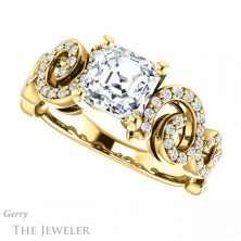 14k Yellow Gold Asscher Cut Forever One Engagement Ring Setting #GTJ956-asscher-fo-y 5 14k Yellow Gold Asscher Cut Forever One Engagement Ring Setting #GTJ956-asscher-fo-y