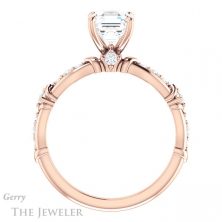 14k Rose Gold Asscher Cut Forever One Engagement Ring Setting #GTJ957-asscher-fo-r