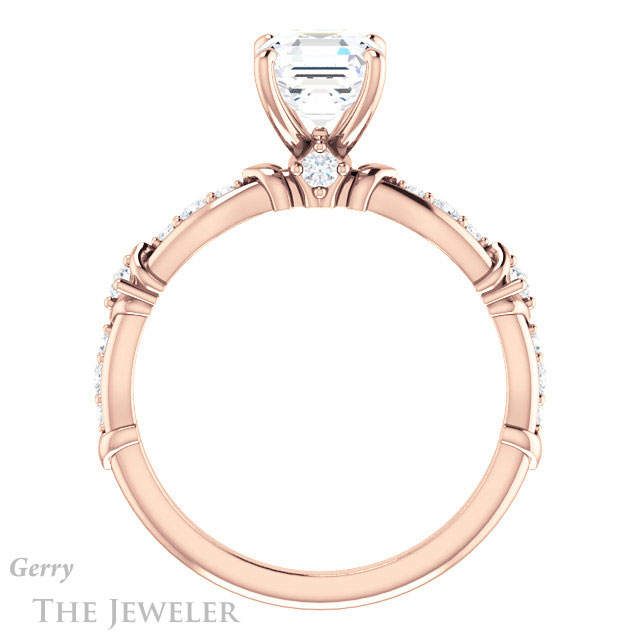 14k Rose Gold Asscher Cut Forever One Engagement Ring Setting #GTJ957-asscher-fo-r