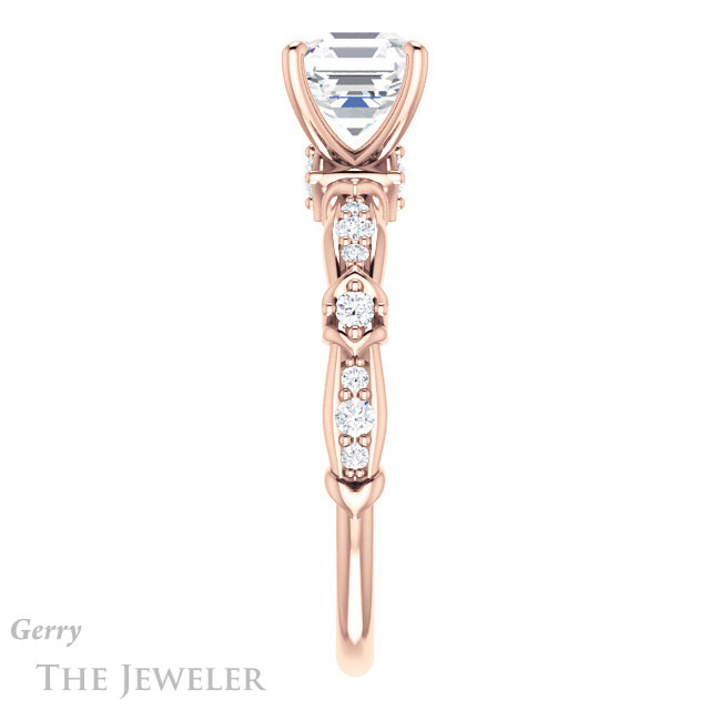 14k Rose Gold Asscher Cut Forever One Engagement Ring Setting #GTJ957-asscher-fo-r