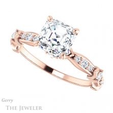 14k Rose Gold Asscher Cut Forever One Engagement Ring Setting #GTJ957-asscher-fo-r
