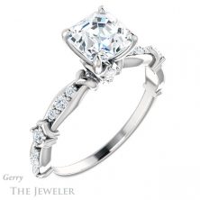 14k White Gold Asscher Cut Forever One Engagement Ring Setting #GTJ957-asscher-fo-w