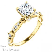 14k Yellow Gold Asscher Cut Forever One Engagement Ring Setting #GTJ957-asscher-fo-y 4 14k Yellow Gold Asscher Cut Forever One Engagement Ring Setting #GTJ957-asscher-fo-y