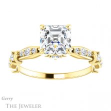 14k Yellow Gold Asscher Cut Forever One Engagement Ring Setting #GTJ957-asscher-fo-y 1 14k Yellow Gold Asscher Cut Forever One Engagement Ring Setting #GTJ957-asscher-fo-y