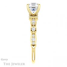 14k Yellow Gold Asscher Cut Forever One Engagement Ring Setting #GTJ957-asscher-fo-y 3 14k Yellow Gold Asscher Cut Forever One Engagement Ring Setting #GTJ957-asscher-fo-y