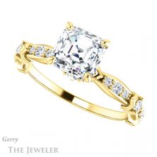 14k Yellow Gold Asscher Cut Forever One Engagement Ring Setting #GTJ957-asscher-fo-y 5 14k Yellow Gold Asscher Cut Forever One Engagement Ring Setting #GTJ957-asscher-fo-y