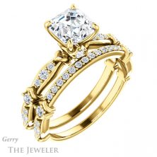 14k Yellow Gold Asscher Cut Forever One Engagement Ring Setting #GTJ957-asscher-fo-y 6 14k Yellow Gold Asscher Cut Forever One Engagement Ring Setting #GTJ957-asscher-fo-y
